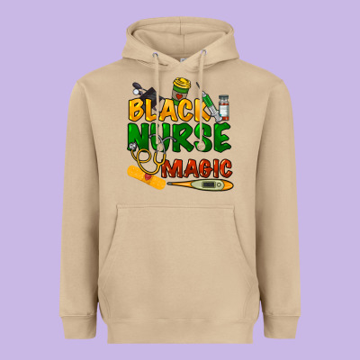 Black Nurse Magic Heavyweight Hoodie Designed By Howdyjamesfarm
