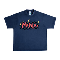 Navy checkered mama Urban Heavy Tee - MaliasSmallBusiness