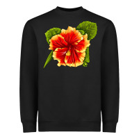 Black Hawaiian Hibiscus Flower Heavyweight Sweatshirt - LillyAllenDesigns