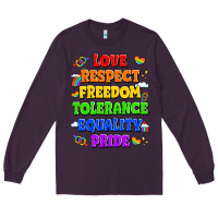 Plum love respect freedom tolerance equality pride Long Sleeve Tee - LillyAllenDesigns