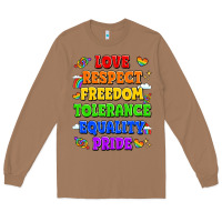 Toasted Coconut love respect freedom tolerance equality pride Long Sleeve Tee - LillyAllenDesigns