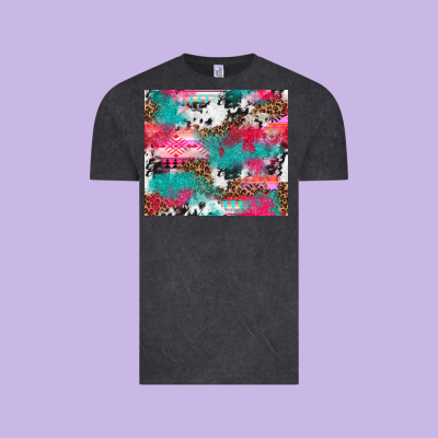 Leopard Cowhide Pink Turquoise Glitter Vintage Tee Designed By Nancycooperartshop