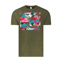 Vintage Olive leopard cowhide pink turquoise glitter Vintage Tee - NancyCooperArtShop