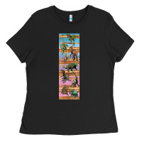 Black dinosaurs pen wrap Ladies Tee - Artiststas