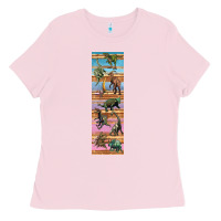 Bubblegum Pink dinosaurs pen wrap Ladies Tee - Artiststas