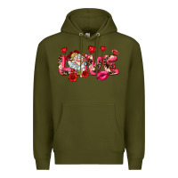 Army Green Love Valentine's Day Premium Hoodie - HowdyJamesFarm