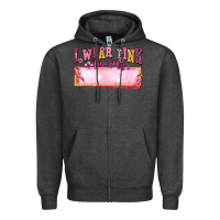 Charcoal Heather Personalized i wear pink for my Zipper Hoodie - texasbilliewilder