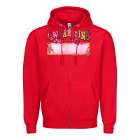 Red Personalized i wear pink for my Zipper Hoodie - texasbilliewilder