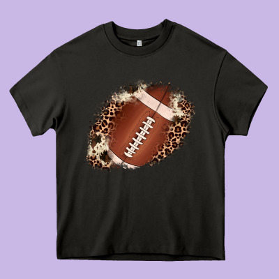 Football Cowhide Leopard Patch Heavy Core Tee Designed By Jahusdesignshop