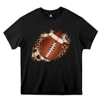 Black football cowhide leopard patch Heavy Core Tee - JahusDesignShop