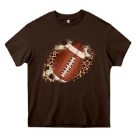 Chocolate Brown football cowhide leopard patch Heavy Core Tee - JahusDesignShop