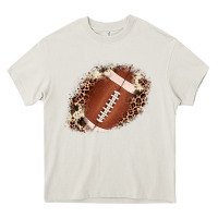 Cream football cowhide leopard patch Heavy Core Tee - JahusDesignShop
