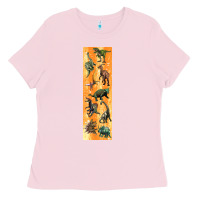 Bubblegum Pink dinosaurs pen wrap Ladies Tee - Artiststas