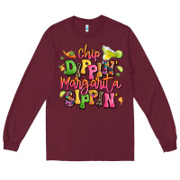 Burgundy chip dippin' margarita sippin' Long Sleeve Tee - LillyAllenDesigns