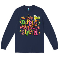 Navy chip dippin' margarita sippin' Long Sleeve Tee - LillyAllenDesigns