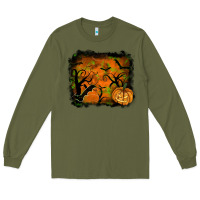 Army Green Halloween Background Long Sleeve Tee - RanaPortraitStore