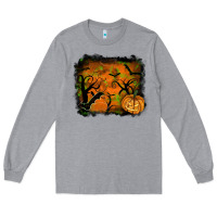 Heather Grey Halloween Background Long Sleeve Tee - RanaPortraitStore
