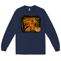 Navy Halloween Background Long Sleeve Tee - RanaPortraitStore