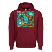 Burgundy Fall gnomes Zipper Hoodie - NancyCooperArtShop