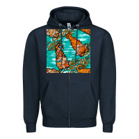 Navy Fall gnomes Zipper Hoodie - NancyCooperArtShop