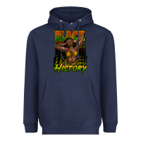 Navy Black history afro woman Heavyweight Hoodie - HowdyJamesFarm