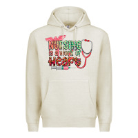 Oatmeal Heather cowgirl nursing is a work of heart Premium Hoodie - CowGirlArtShop