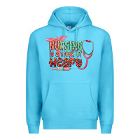 Ocean Blue cowgirl nursing is a work of heart Premium Hoodie - CowGirlArtShop