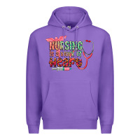Purple cowgirl nursing is a work of heart Premium Hoodie - CowGirlArtShop