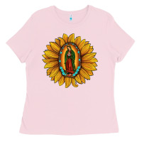 Bubblegum Pink our lady of guadalupe sunflower Ladies Tee - JahusDesignShop