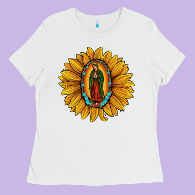 Our Lady Of Guadalupe Sunflower Ladies Tee Designed By Jahusdesignshop