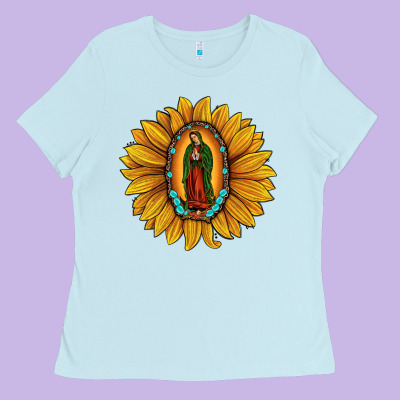 Our Lady Of Guadalupe Sunflower Ladies Tee Designed By Jahusdesignshop