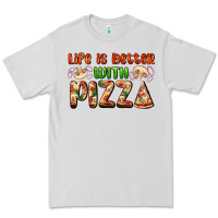Dove Grey life is better with pizza Premium Tee - AdoDesignShop