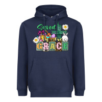 Navy Saved by his grace Easter Heavyweight Hoodie - CowGirlArtShop