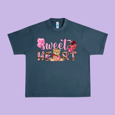 Sweetheart With Bear Urban Heavy Tee Designed By Nancycooperartshop