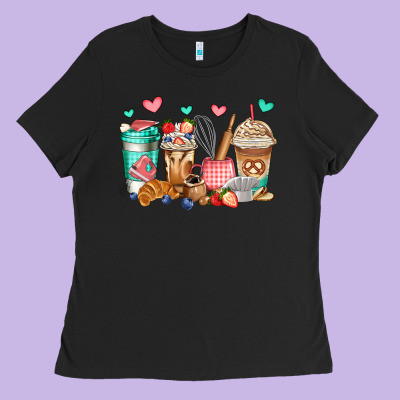 Baking Coffee Cups Ladies Tee Designed By Jasminsmagicworld