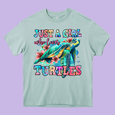 Just A Girl Who Loves Turtles Heavy Core Tee Designed By Jasminsmagicworld