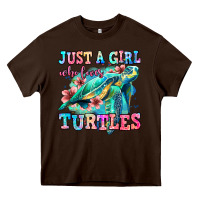 Chocolate Brown just a girl who loves turtles Heavy Core Tee - Jasminsmagicworld