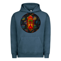 Pigment Midnight Navy african masks round earrings 2 Urban Hoodie - BundleAndBundleShop