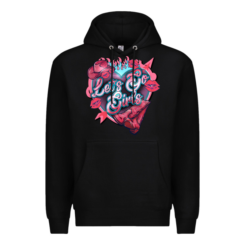 Let's Go Girls Pink Valentine's Day Premium Hoodie by HowdyJamesFarm | Teevron