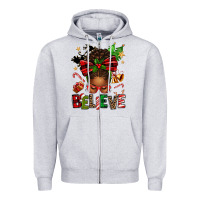 Christmas Believe Afro Messy Bun Zipper Hoodie | Teevron