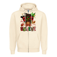 Sandshell christmas believe afro messy bun Zipper Hoodie - texasbilliewilder
