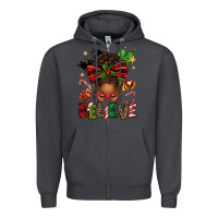 Smoke christmas believe afro messy bun Zipper Hoodie - texasbilliewilder