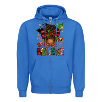 True Royal christmas believe afro messy bun Zipper Hoodie - texasbilliewilder