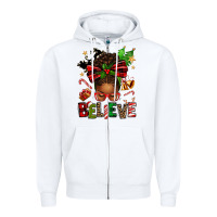 White christmas believe afro messy bun Zipper Hoodie - texasbilliewilder