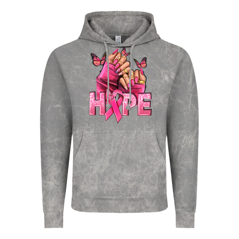 Hope Breast Cancer Caucasian Hand Nails Vintage Hoodie by NancyCooperArtShop | Teevron