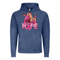 Vintage Denim Hope Breast Cancer Caucasian hand nails Vintage Hoodie - NancyCooperArtShop