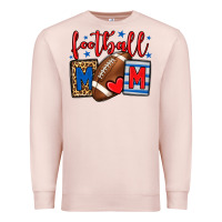 Pale Pink Football mom red and blue team color mother's day Premium Sweatshirt - HowdyJamesFarm