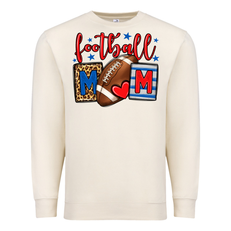 Football Mom Red And Blue Team Color Mother's Day Premium Sweatshirt by HowdyJamesFarm | Teevron