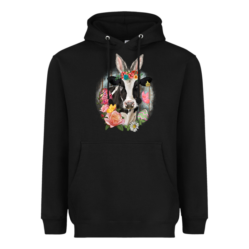 Happy Easter Cow Easter Day Heavyweight Hoodie by CowGirlArtShop | Teevron