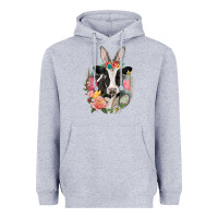 Heather Grey Happy Easter Cow Easter Day Heavyweight Hoodie - CowGirlArtShop